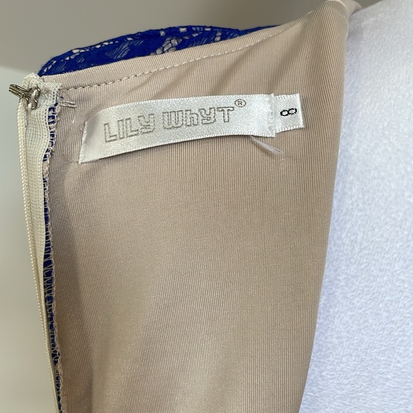 Lily Whyt Blue Lace Midi Dress - Picture 8 of 10